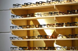 glasses for sale online organized in a shelf