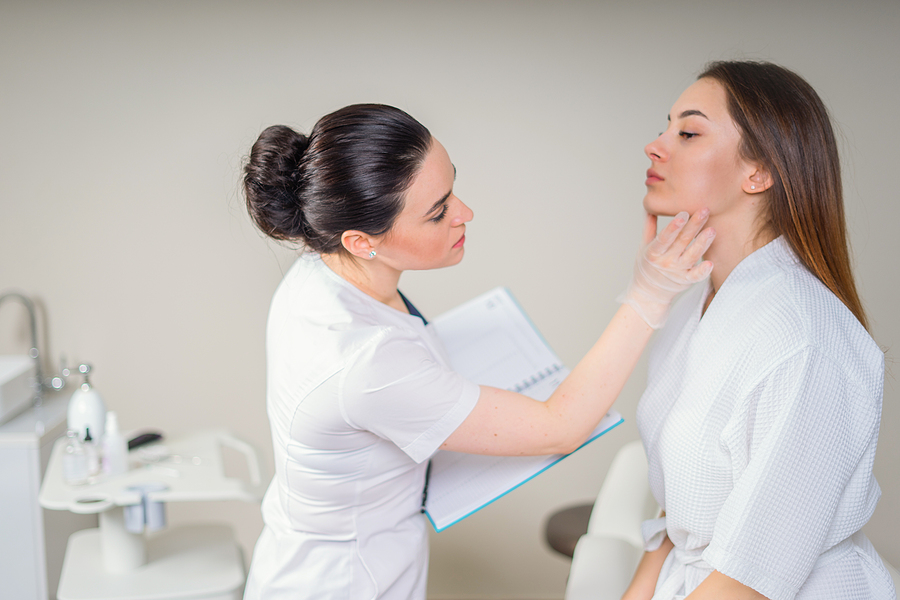 Woman about to undertake a dermatology clinical trial